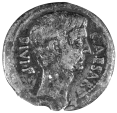 As mit der Büste Julius Caesars