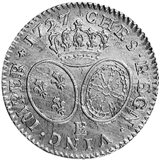 Louis d'or aux lunettes des französischen Königs Ludwig XV.