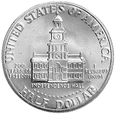 Bicentennial-Rückseite der 1/2-Dollar-Stücke