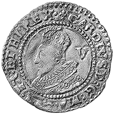 Crown zu 5 Shilling, geprägt unter Charles I.