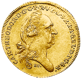 Die Vorderseite eines Donaugold-Dukaten