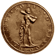 Rückseite der Bronzemedaille von 1600 zu Ehren von Heinrich IV.