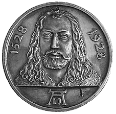 Silbermedaille 1928 (v. Hasenstab) zum 400. Todestag Duerers
