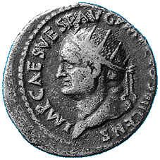 Darstellung der Felicitas auf einem Dupondius des Vespasian