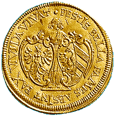 Bild eines Friedenswunsch-Dukaten aus dem Jahr 1635