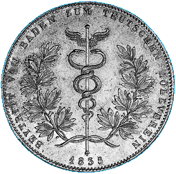 Geschichtstaler 1835 auf den Beitritt Badens zum deutschenZollverein