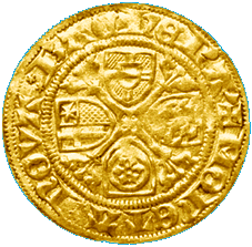 Rückseite eines Goldguldens in der Kurpfalz von Ludwig III. (1410-1436)