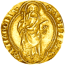 Dukat des Papstes Nikolaus V. (1447-1455), geprägt in Rom