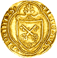 Dukat des Papstes Nikolaus V. (1447-1455), geprägt in Rom