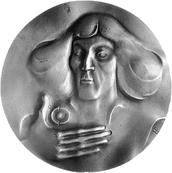 Brustbild des Kopernikus auf einer modernen polnischen Medaille