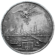 Silbermedaille Leberechts auf die Hundertjahrfeier der Stadt Riga 1810