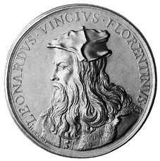 Bildnis des Leonardo da Vinci auf einer Medaille des 17. Jh.s