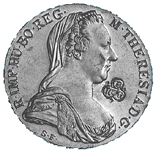 Moderne Nachprägung eines Maria-Theresientalers mit Gegenstempel