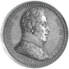 Medaille von Michaut auf den Einzug von Koenig Charles X. in Versailles