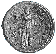 Darstellung der Minerva auf einem As des Domitianus