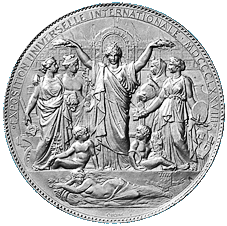 Vorderseite Medaille 1878 von Oudiné auf die Weltausstellung in Paris