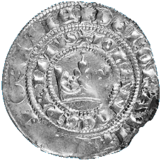 Vorderseite des Prager Groschens von Johann von Luxemburg (1310-1346)