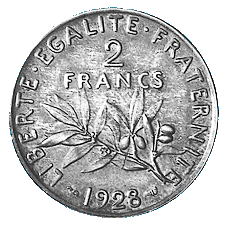 2 Francs 1928, Type semeuse
