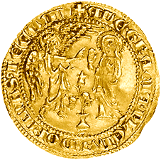 Vorderseite des Salut d'or mit der Verkündigungsszene