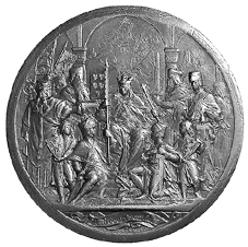 Medaille 1882 von Scharff auf die Sechshundertjahrfeier der Belehnung des Hauses Habsburg mit Oesterreich