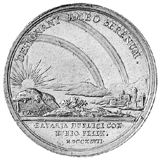 Rückseite der Medaille 1747 von Schega auf die Vermählung Maximilians III.Joseph von Bayern mit Maria Anna von Sachsen