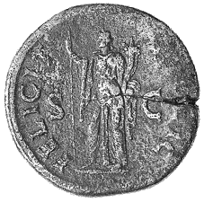 Deutlicher Schrötlingsriß bei einem Sesterz des Titus (79-81n. Chr.)