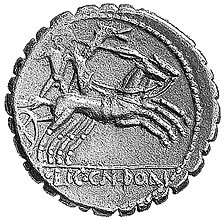 Serratus-Denar um 118 v. Chr. der Römischen Republik