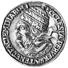 Rückseite einer Spottmedaille auf die Geistlichkeit