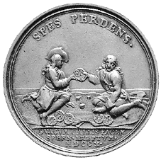 Vorderseite einer Spottmedaille von 1710