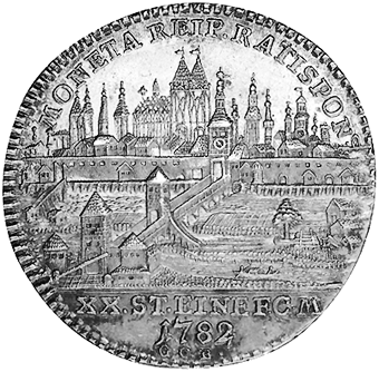Das Staedtebild von Regensburg auf Praegungen der Stadt