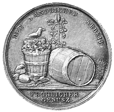 Medaille um 1820 von Stierle auf Bacchus und den Wein