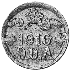 5 Heller 1916 mit Münzzeichen T = Tabora