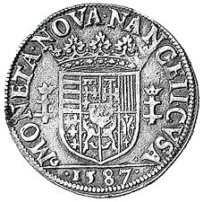 Lothringen, Teston 1587 des Herzogs Karl III. (1545-1608)