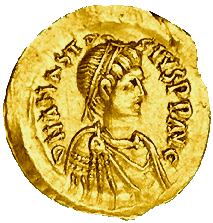 Tremissis des Kaisers Anastasius I. (491-518 n. Chr.)