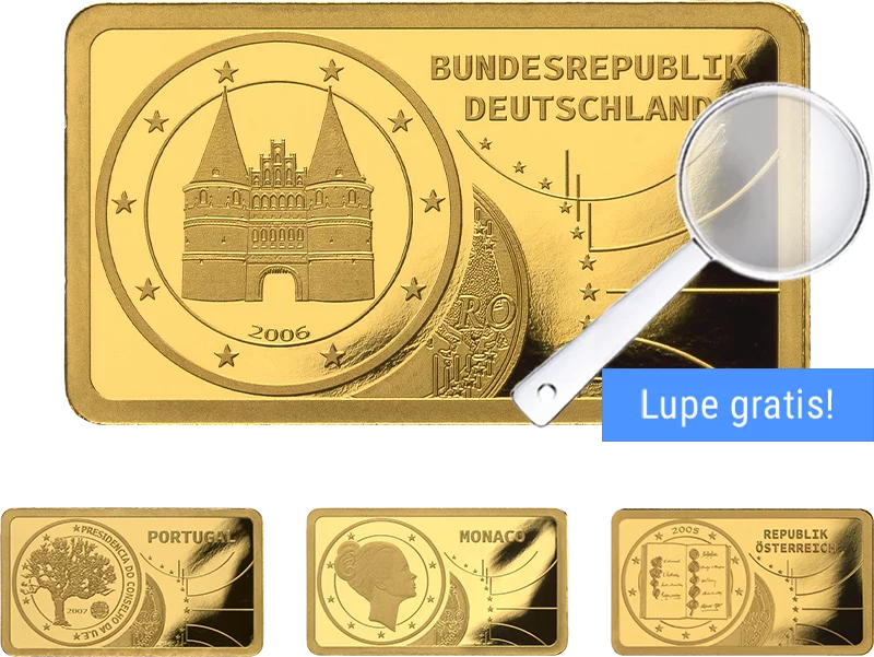 Goldbarren-Kollektion: 20 Jahre 2-Euro-Gedenkausgaben