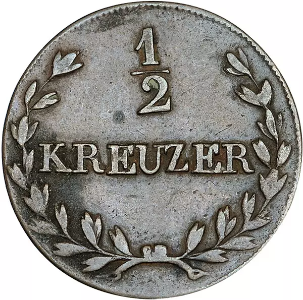 1/2 Kreuzer Baden Großherzog Ludwig 1822-1826