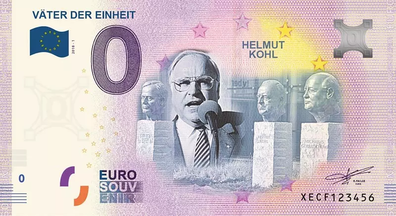 0-Euro-Banknote Helmut Kohl Väter der Einheit 2018