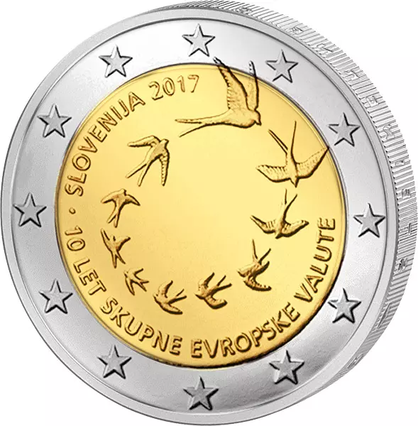 2 Euro Slowenien 10. Jahrestag der Euroeinführung Sloweniens 2017