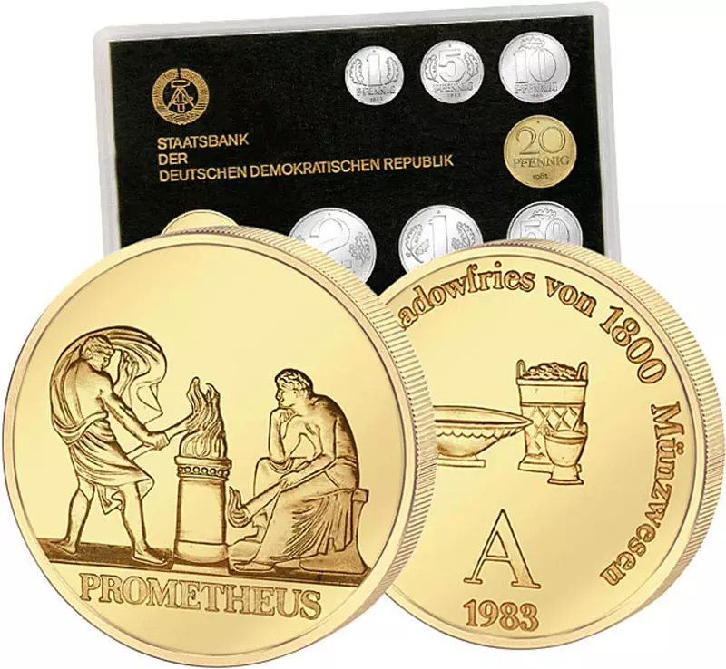 1 Pfennig - 2 Mark DDR Kursmünzensatz inkl. Gedenkprägung 1983