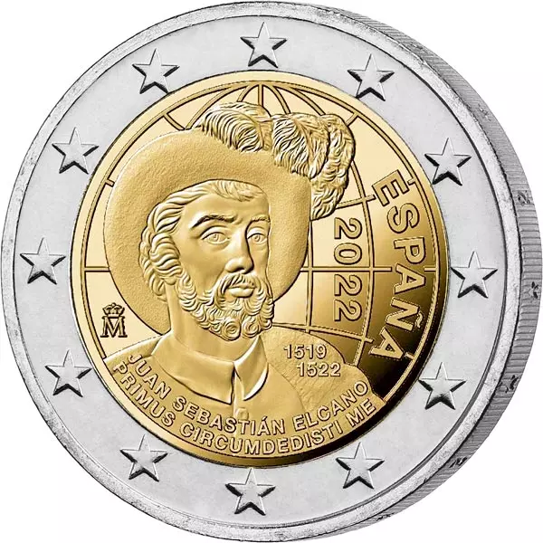 2 Euro Spanien 500 Jahre Vollendung erste Weltumsegelung 2022