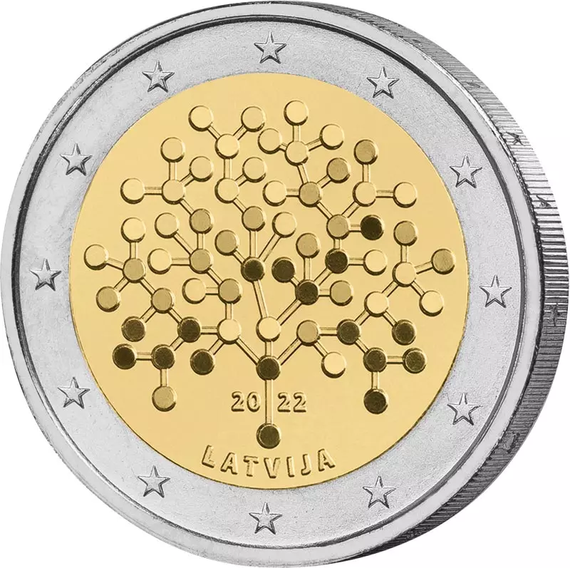 2 Euro Lettland 100 Jahre Bank Lettlands 2022