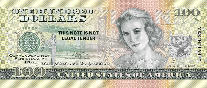 100 Dollars USA Banknote State Dollar - Pennsylvania Grace Kelly 2022