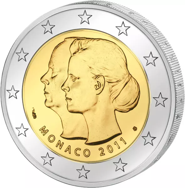 2 Euro Monaco Fürst Albert II. und Charlene Wittstock 2011
