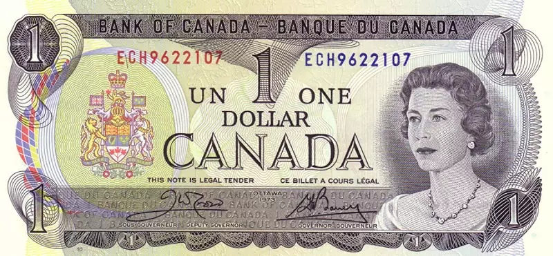 1 Dollar Kanada Banknote Königin Elizabeth II. 1973