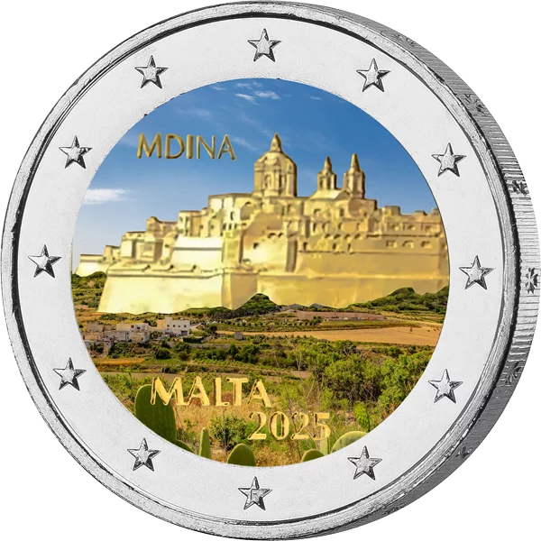 2 Euro Malta Mdina 2025 mit Farb-Applikation