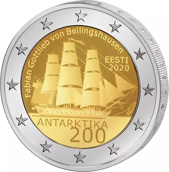 2 Euro Estland 200. Jahrestag der Entdeckung der Antarktis 2020