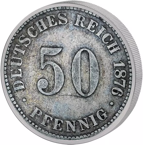 50 Pfennig Deutsches Kaiserreich - Große Ziffer 1875-1877 ss