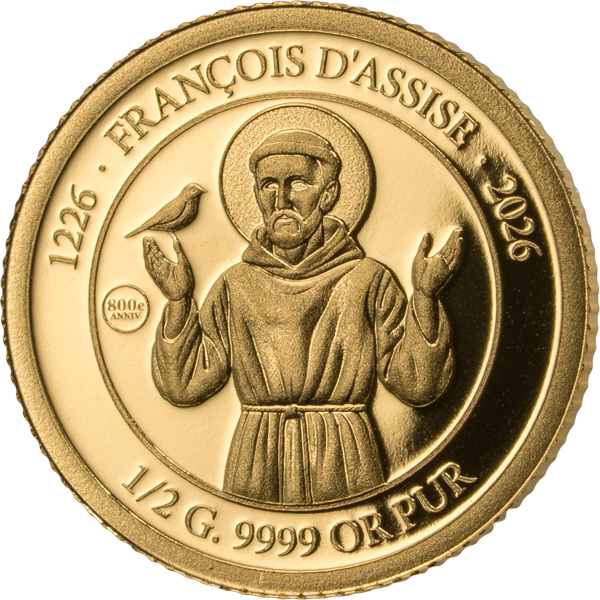 100 Francs Elfenbeinküste Classic Gold 800. Todestag Franz von Assissi 2026