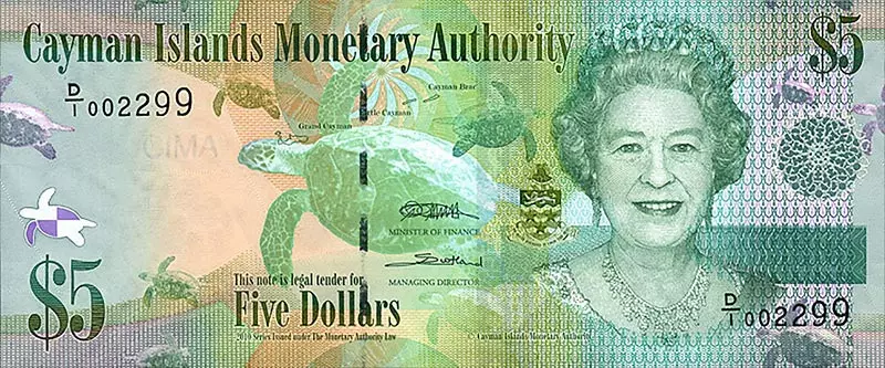 5 Dollars Kaimaninseln Banknote Queen 2010