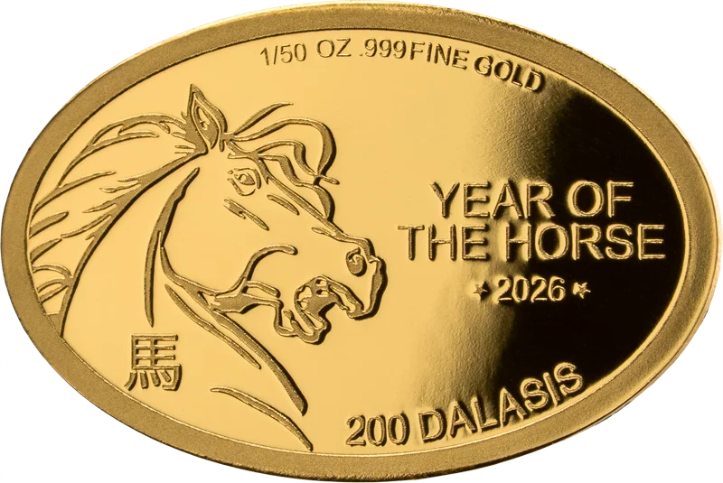 200 Dalasis Gambia Classic Gold Jahr des Pferdes 2017